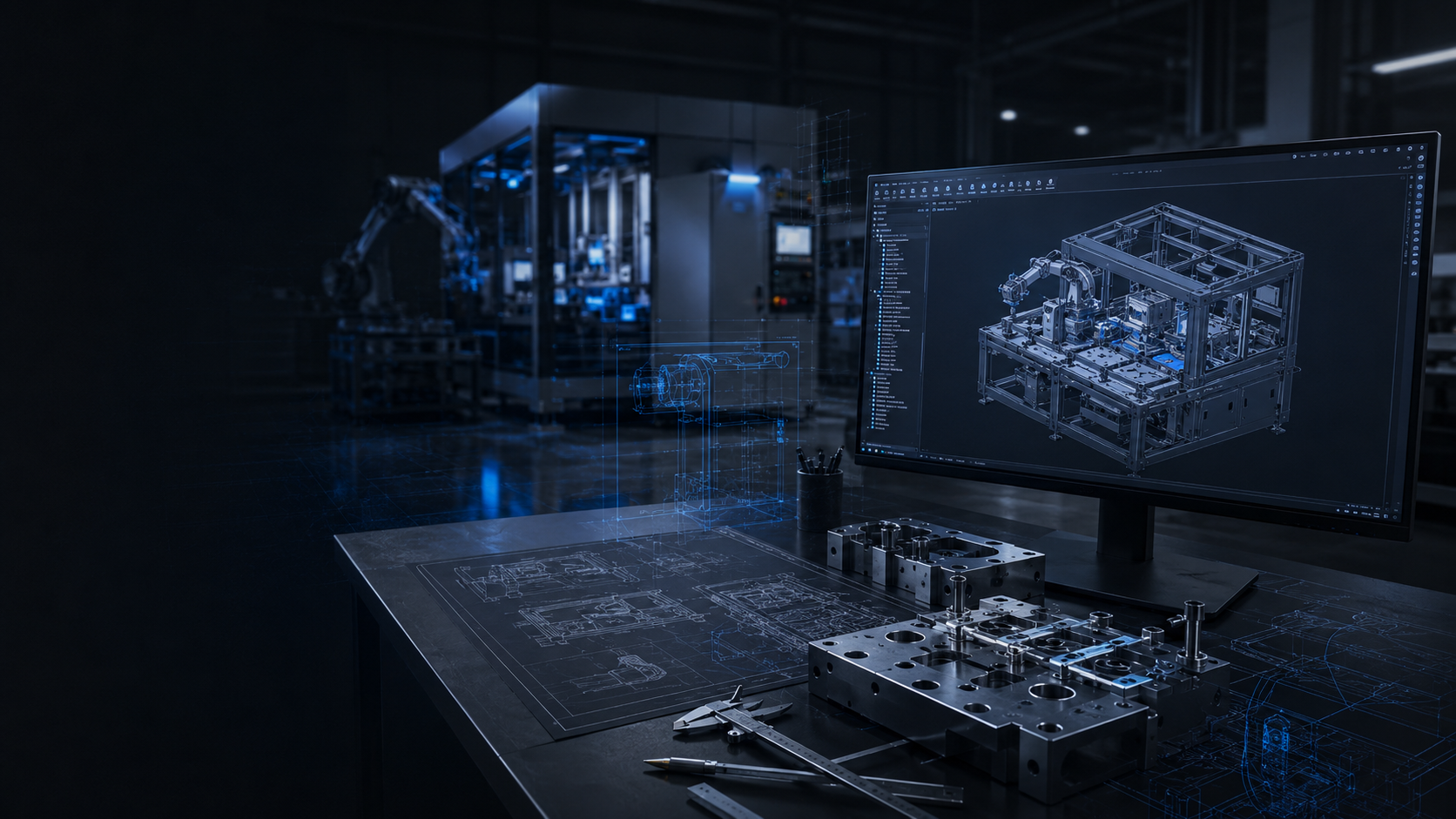 Concept visualization of a design-build industrial engineering workspace