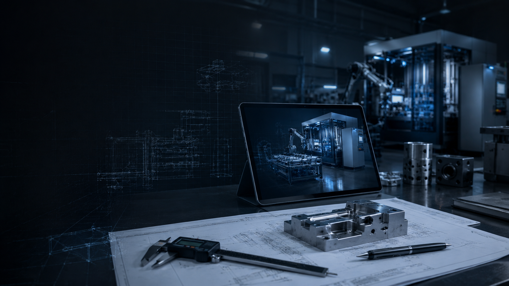 Concept visualization of a modern integrated manufacturing workshop
